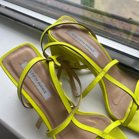 Saks Fifth Avenue Neon Yellow Heels - Picture 5 of 13
